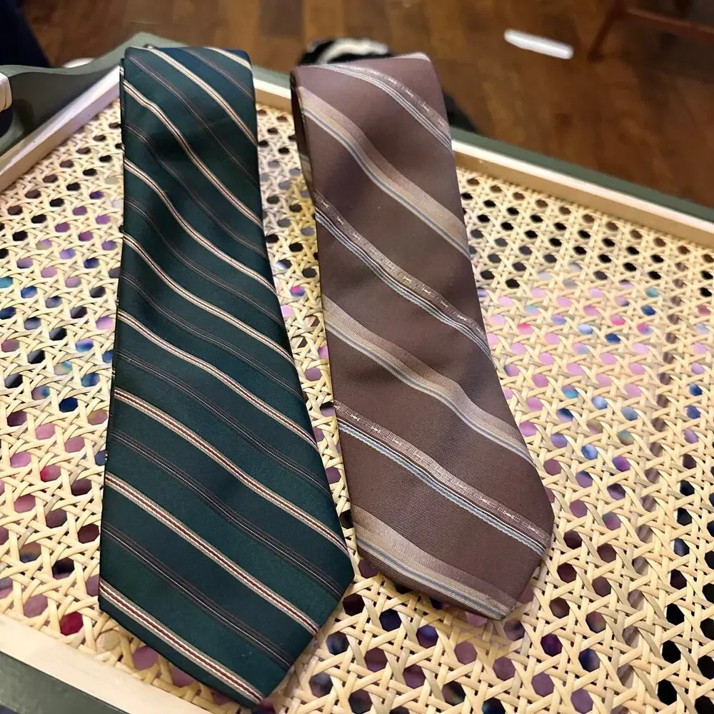 Vintage Sears Men’s Store REPP Ties Lot of 2 Regimental Striped Textured Ties